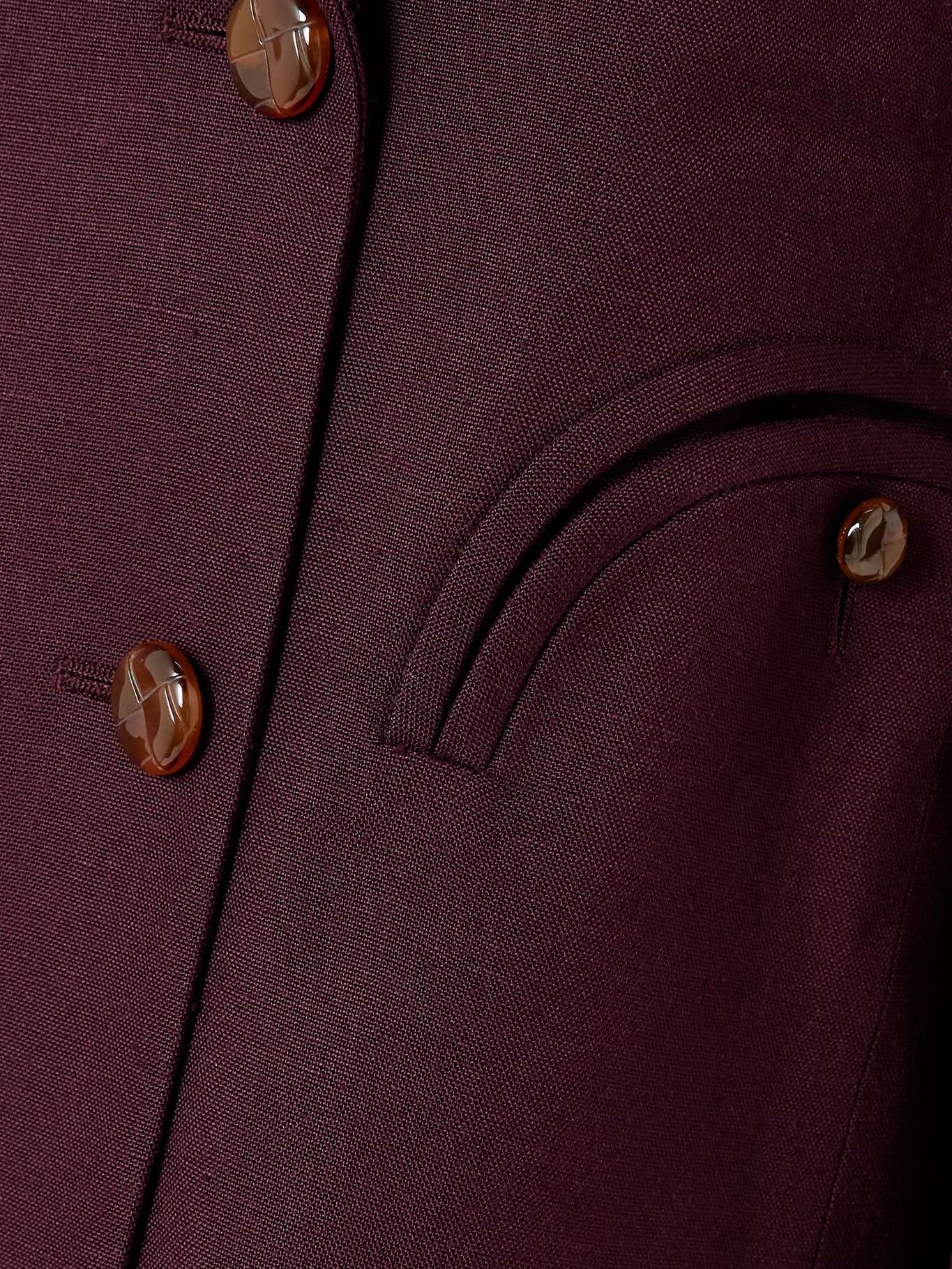 Misaka double-breasted woven blazer Burgundy - 5
