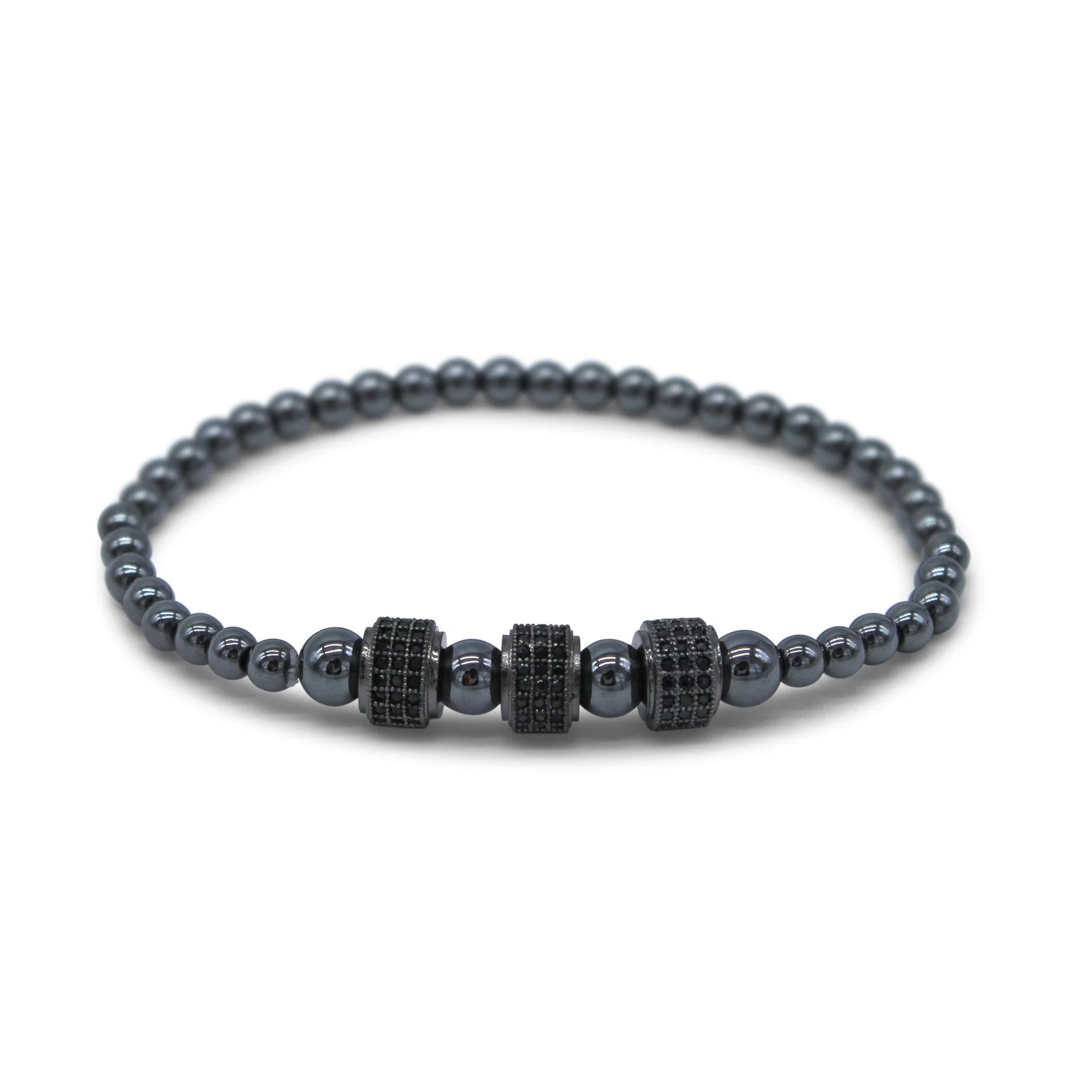 Bracelet - Black Rhodium Triple Drum Pavé - 1