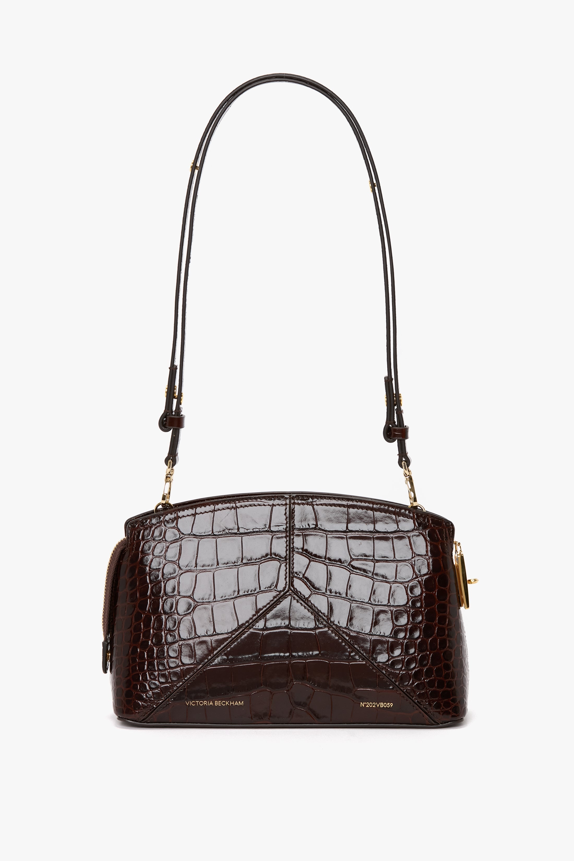 Victoria Crossbody Bag In Dark Brown Croc Embossed Leather - 2
