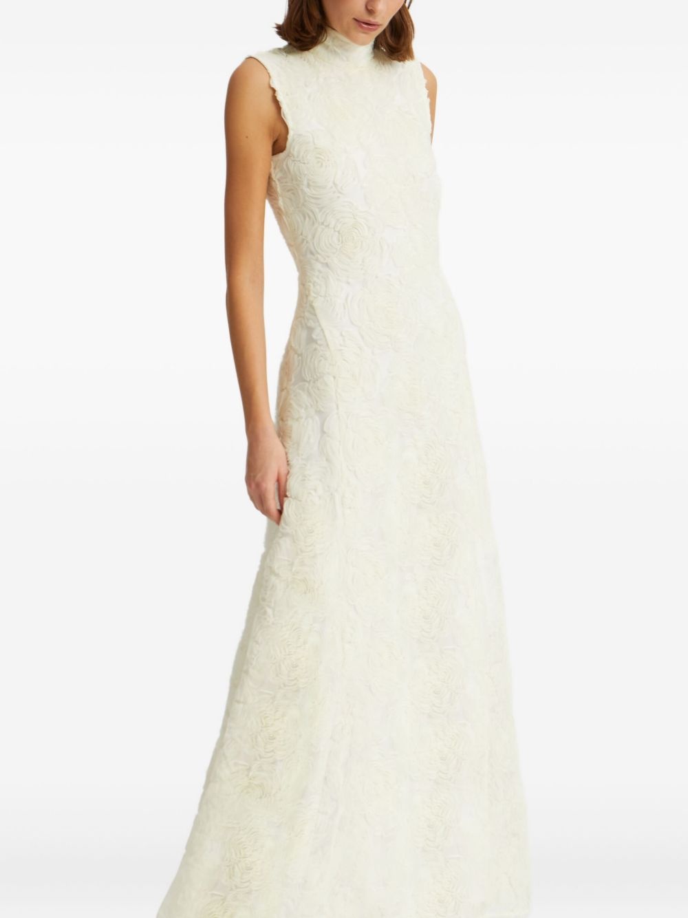 floral-embroidered maxi dress - 4