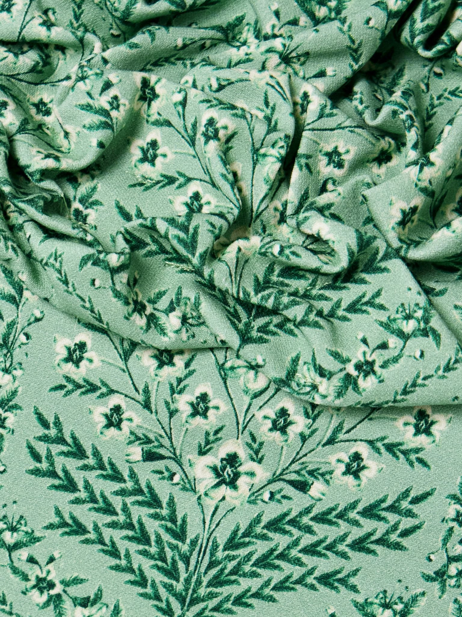 Jardín off-the-shoulder ruffled floral-print cotton-blend mini dress Sage green - 4
