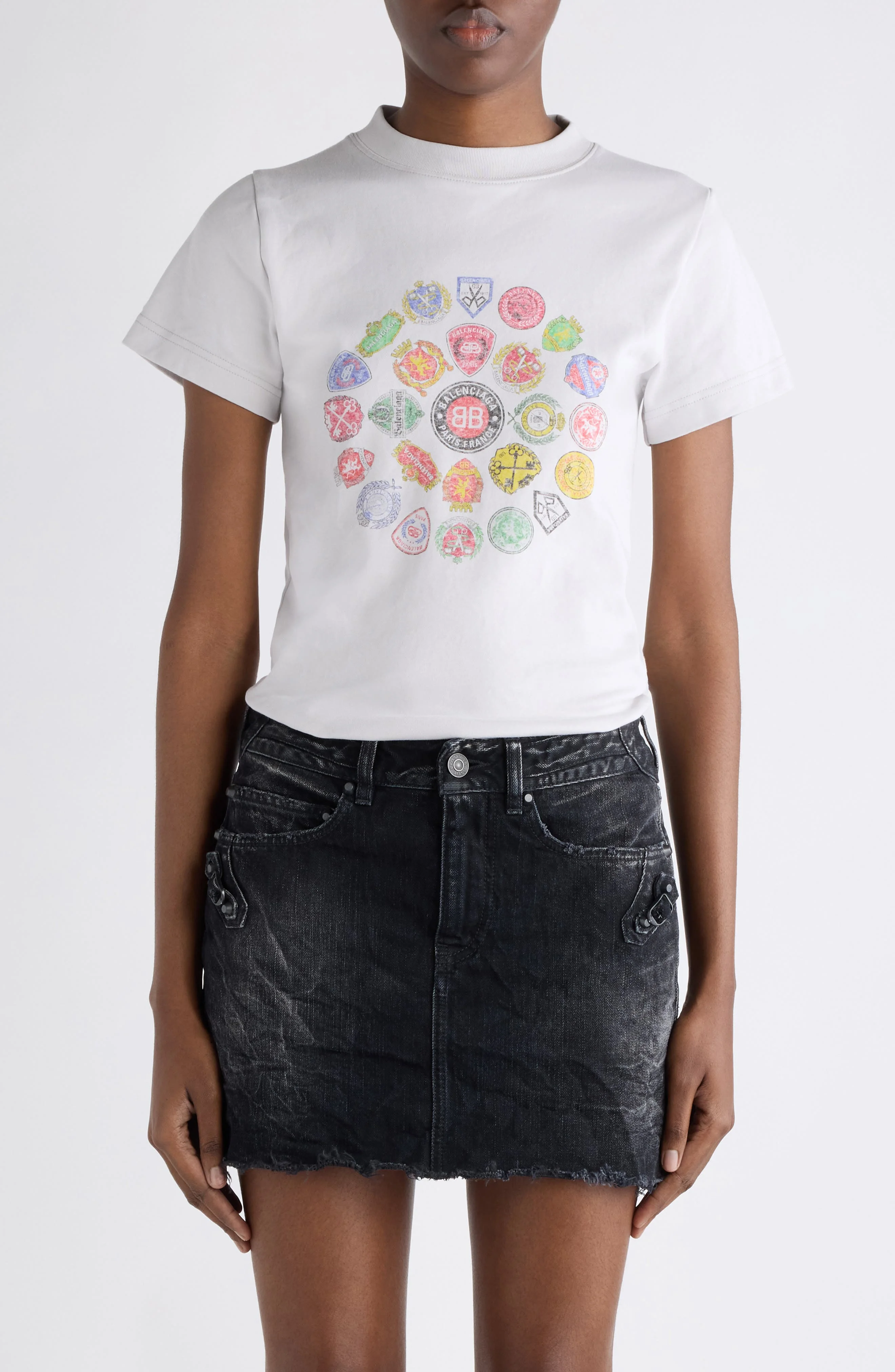 Balenciaga Fitted Graphic T-Shirt in 9012 Dirty White at Nordstrom - 1