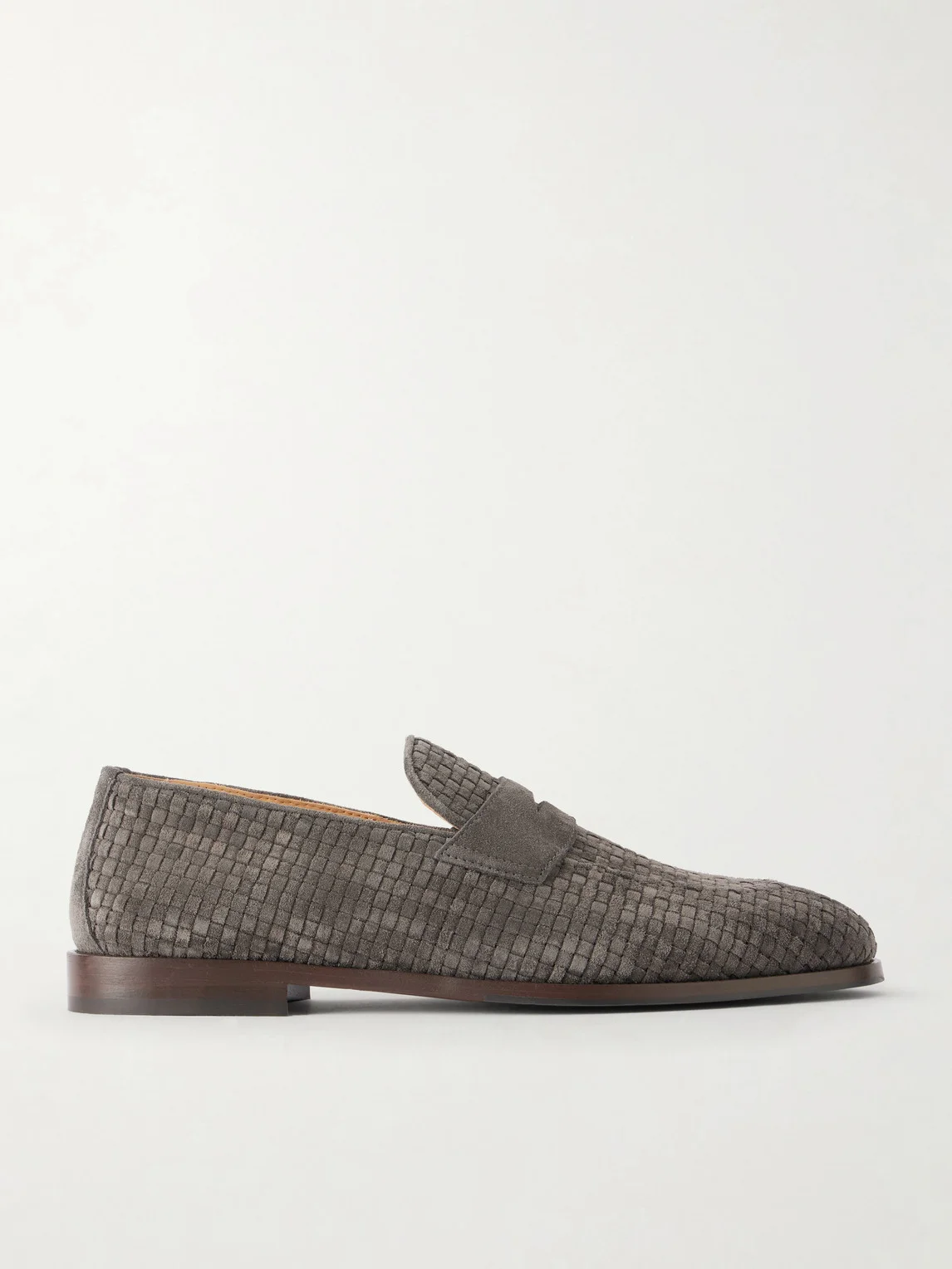 Woven Suede Penny Loafers - 1