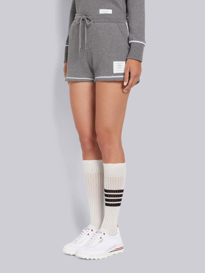 Thom Browne Medium Grey Mesh Back Cotton Rib Contrast Cover Stitch Shorts outlook