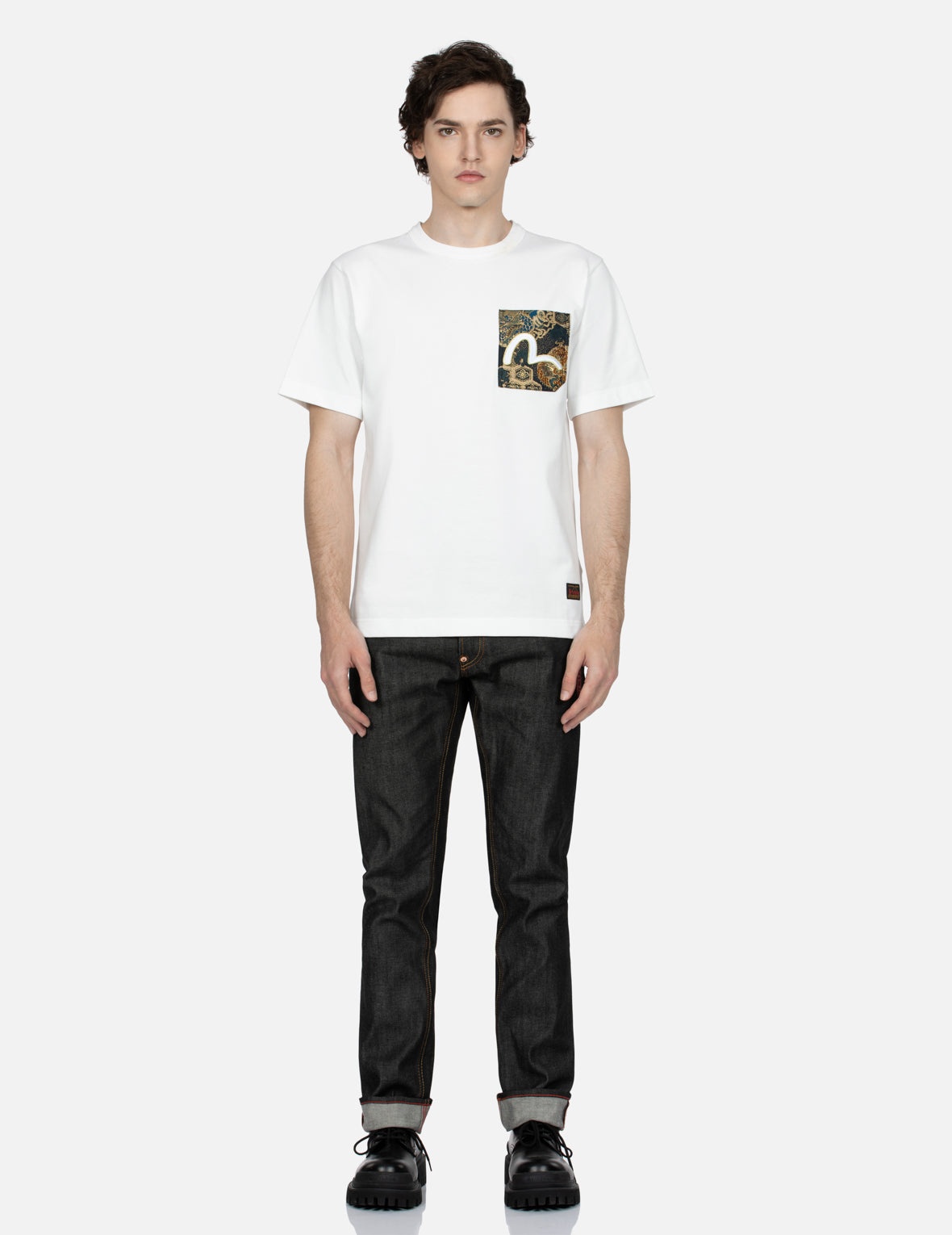 Seagull Textured Embroidery Slim Fit Jeans #2010 - 6