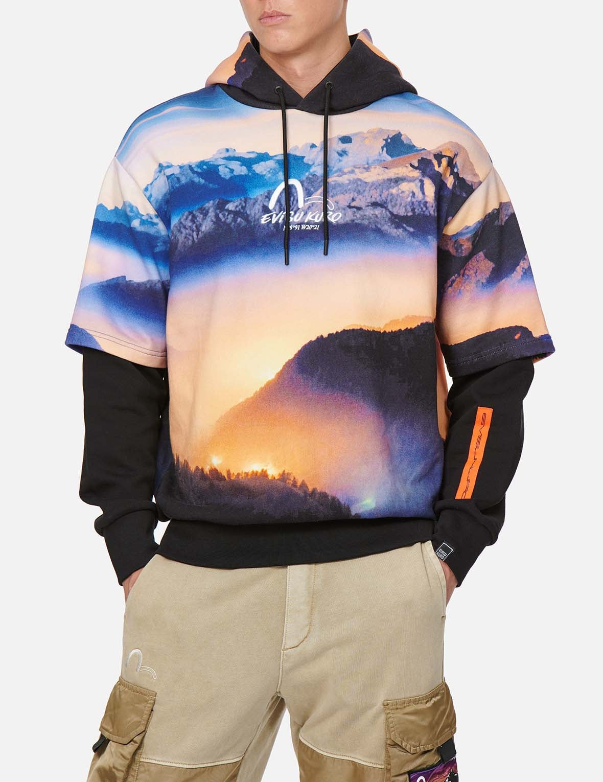 Digital Print Mock 2-in-1 Hoodie - 6