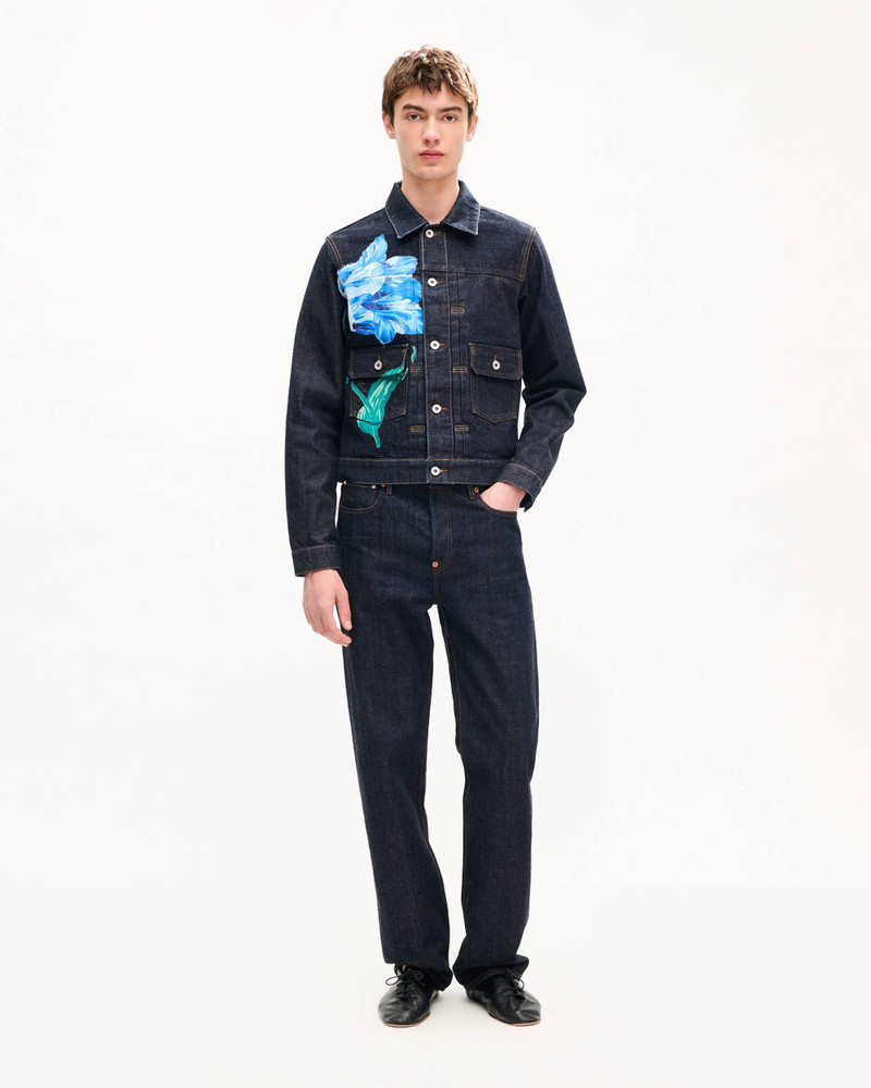 KENZO 'KENZO Tulip' slim pleated trucker jacket in japanese denim outlook