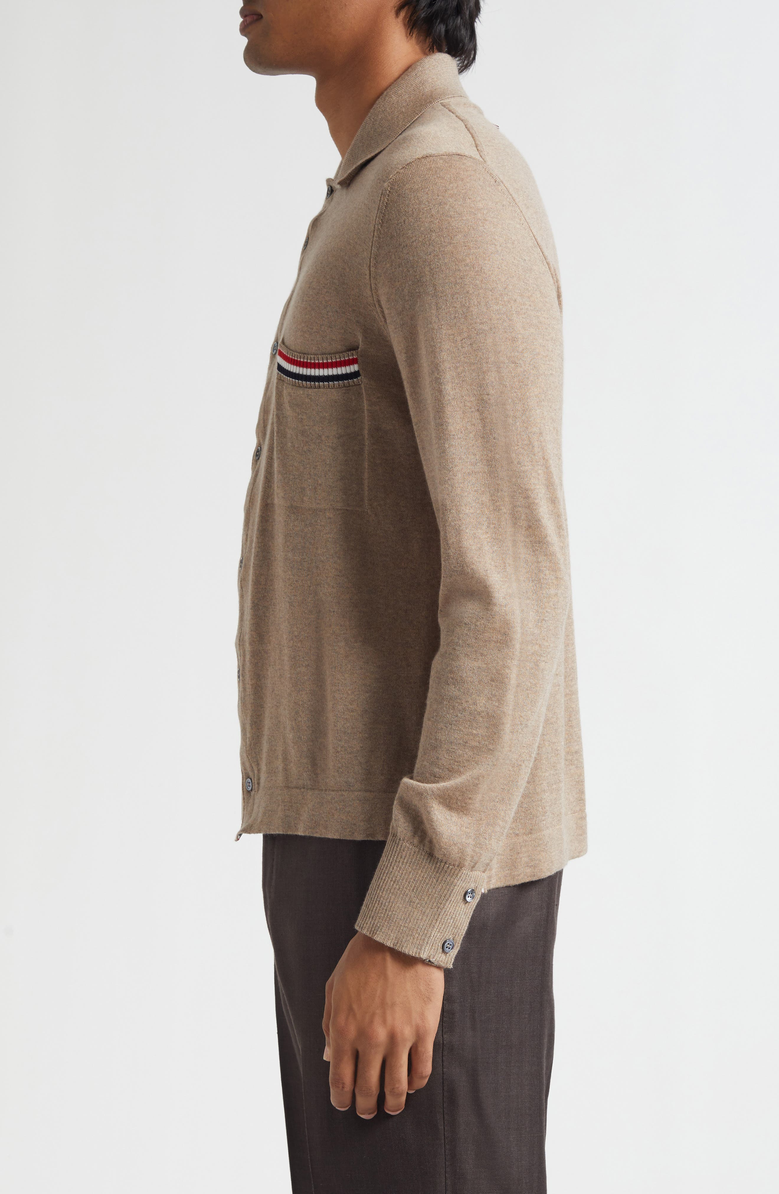 Thom Browne Virgin Wool Button-Down Cardigan in Medium Brown at Nordstrom - 3