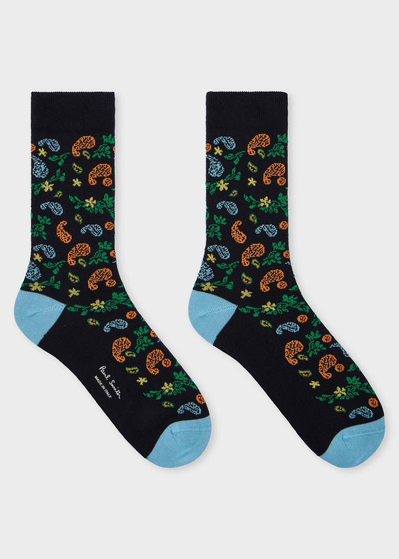 Paul Smith Women's Navy Blue 'Paisley' Socks outlook