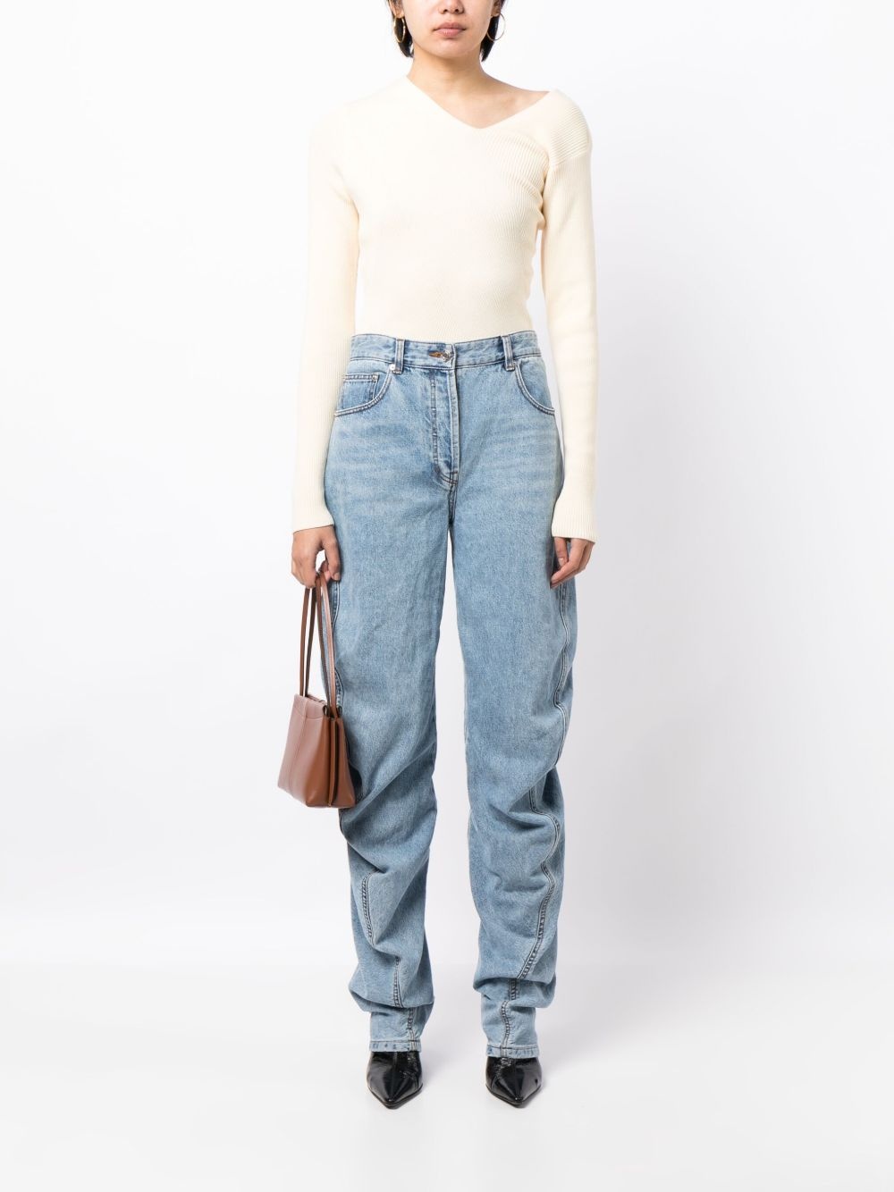logo-patch cotton flared jeans - 2
