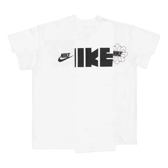 (WMNS) Nike x Sacai Crossover Splicing Logo Short Sleeve White CD6311-100 - 1