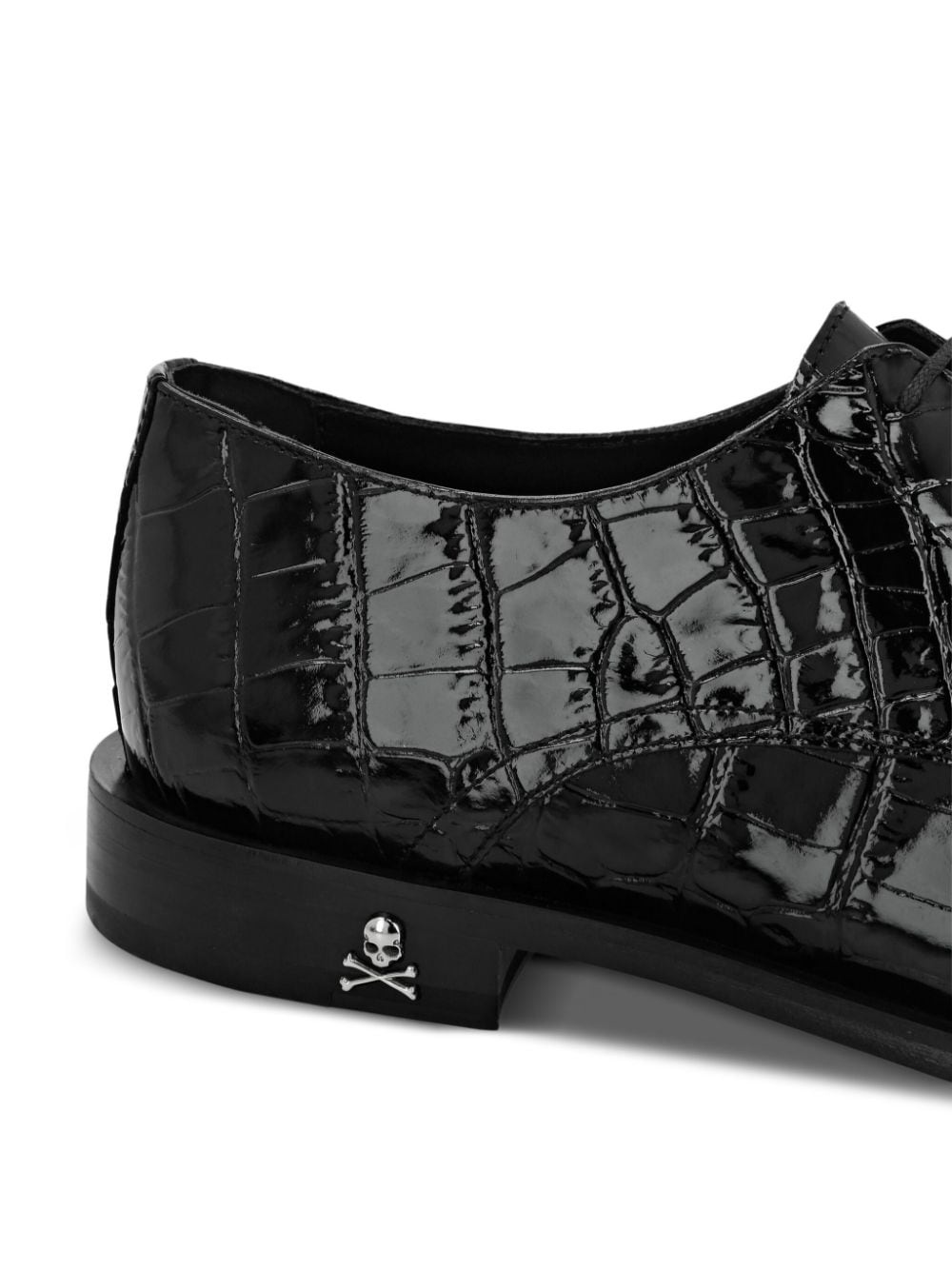 crocodile-embossed leather derby shoes - 4