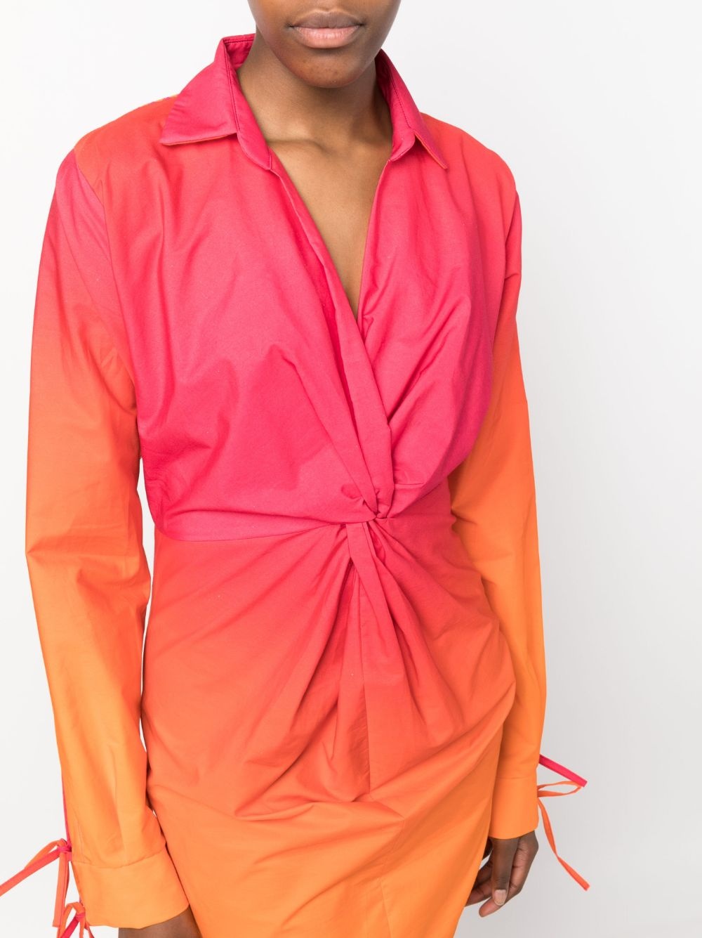 gradient-effect gathered-detail short dress - 5