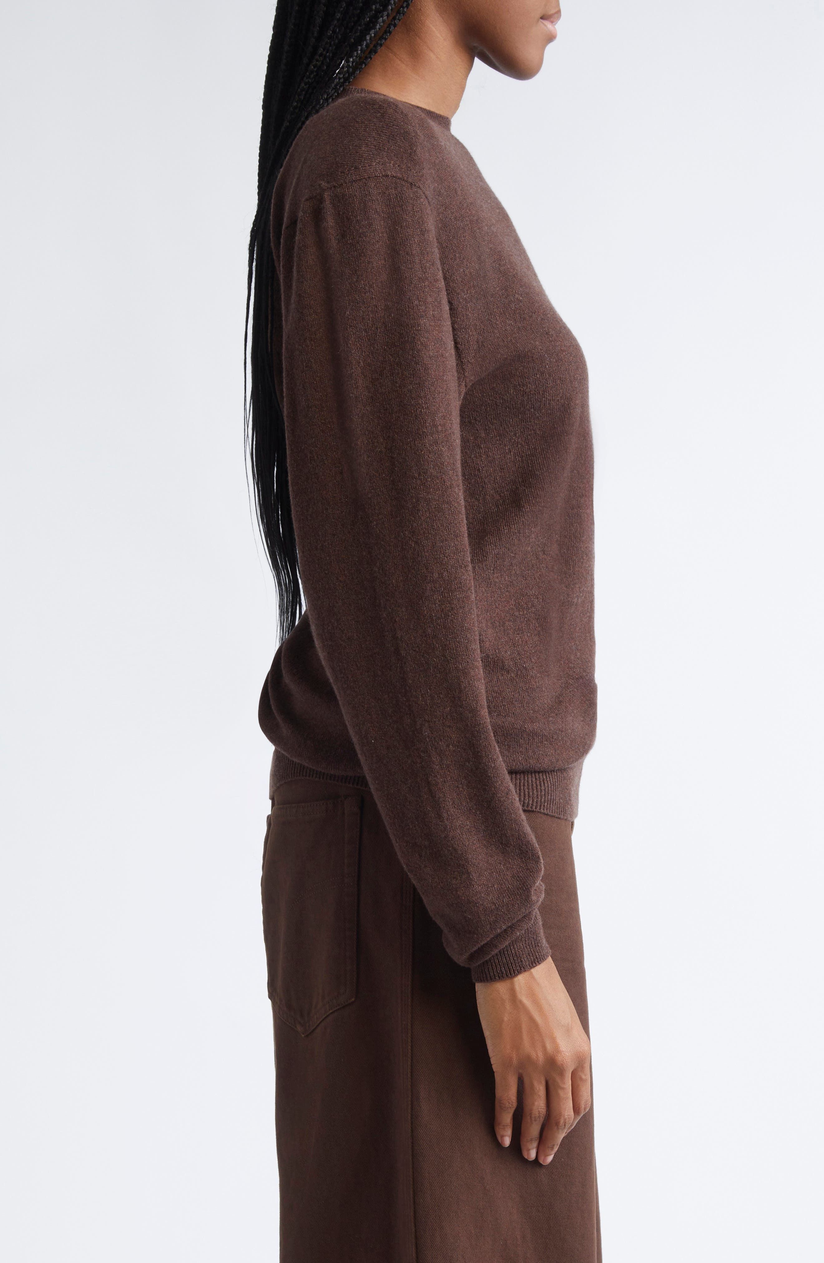 Stella McCartney Cashmere & Virgin Wool Sweater in Chocolate Brown at Nordstrom - 3