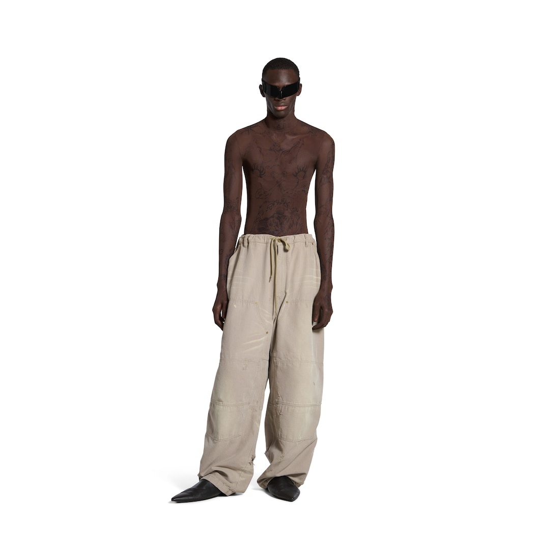 Men's Double Knee Pants in Beige - 2