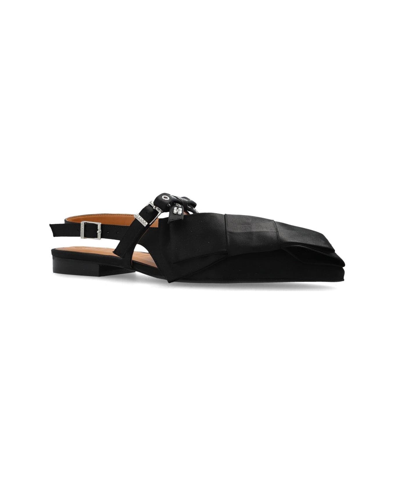 'big Bow' Black Polyester Ballet Flats - 2