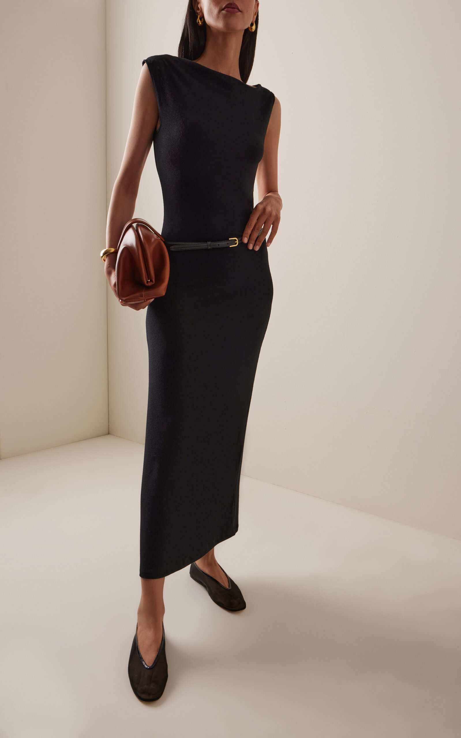 Lauren Ruched Asymmetric Jersey Maxi Dress black - 2