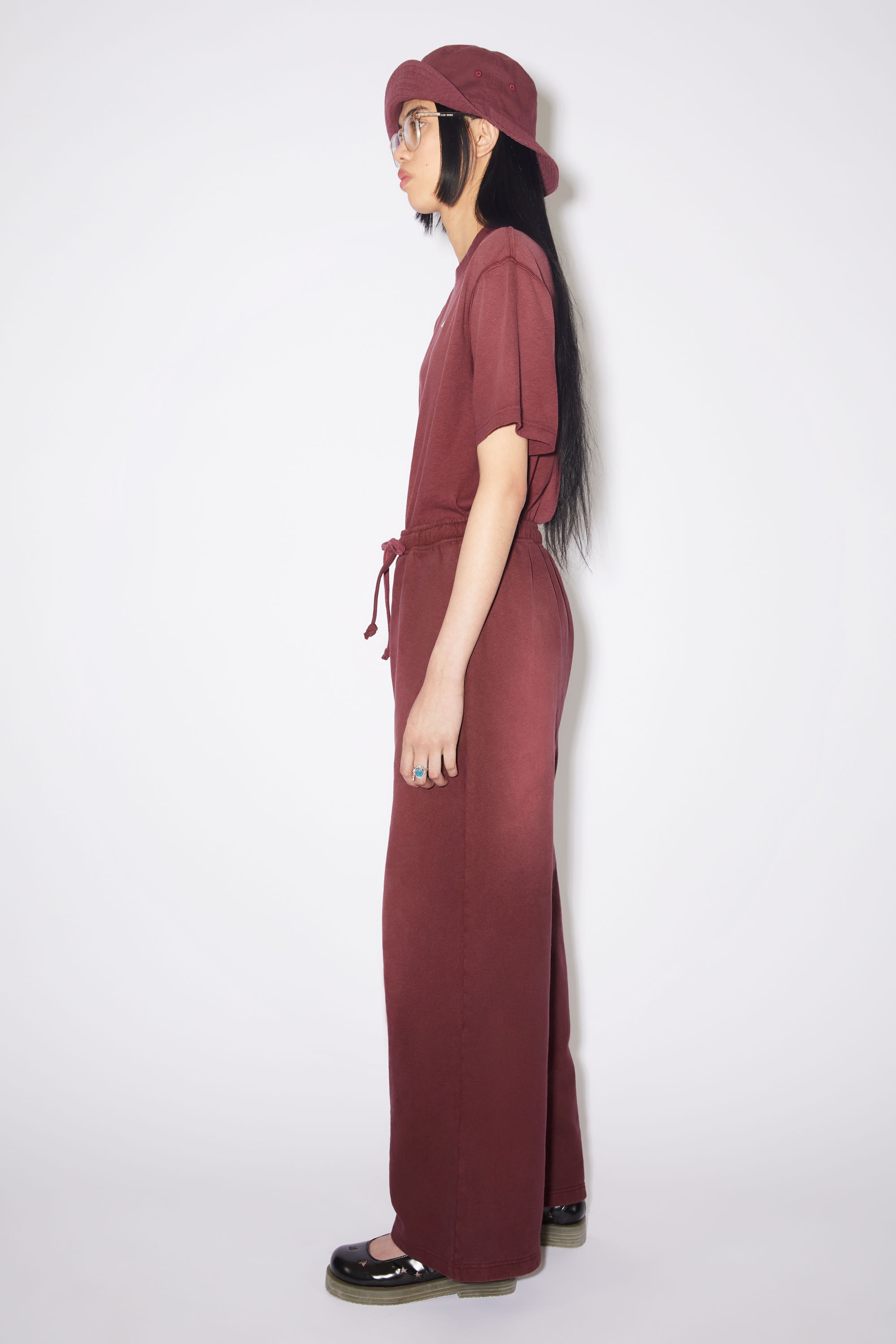Fleece sweatpants - Wine red - 4