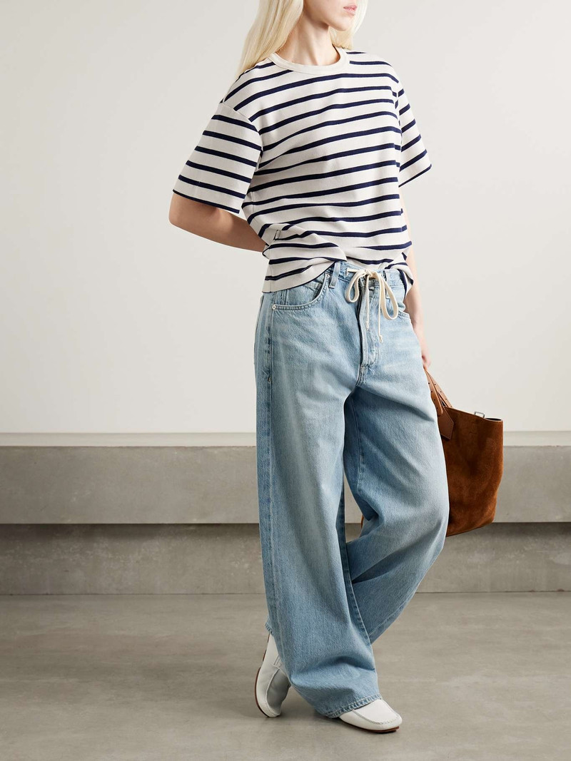 Citizens of Humanity Goldie striped cotton-blend jersey T-Shirt Navy outlook