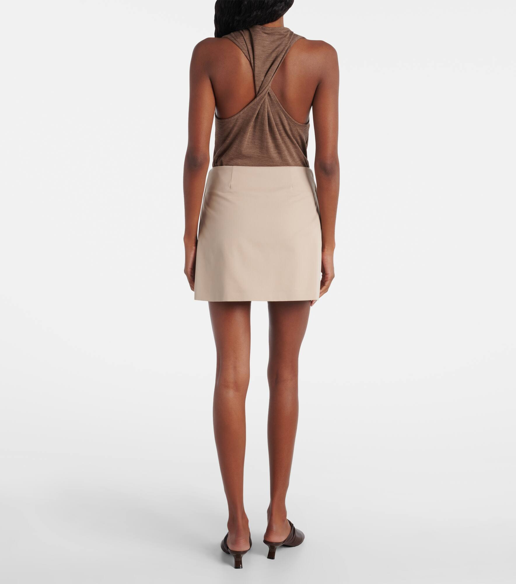 Cotton and silk gabardine miniskirt - 3