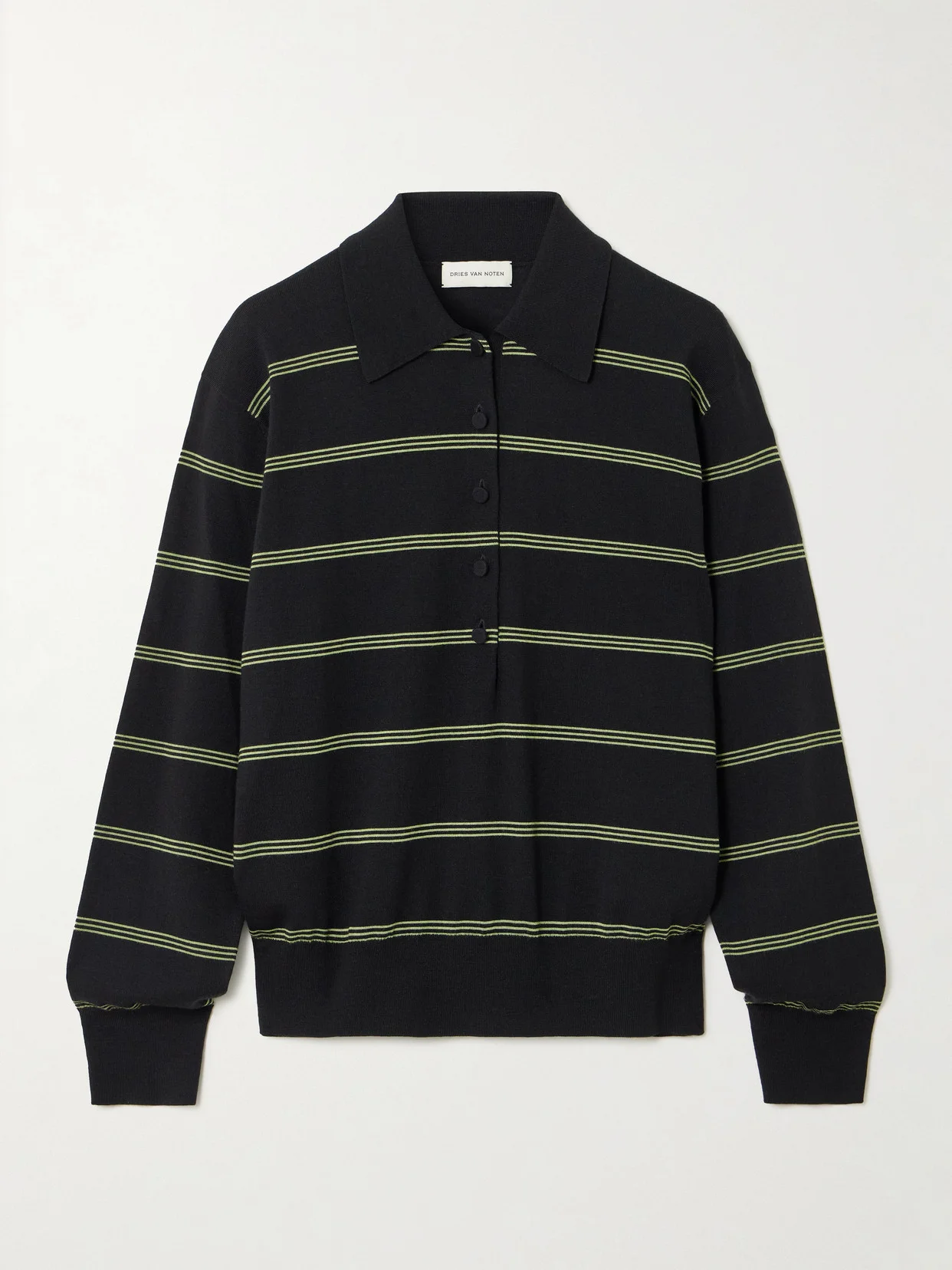 Striped Merino Wool Polo Shirt - 1