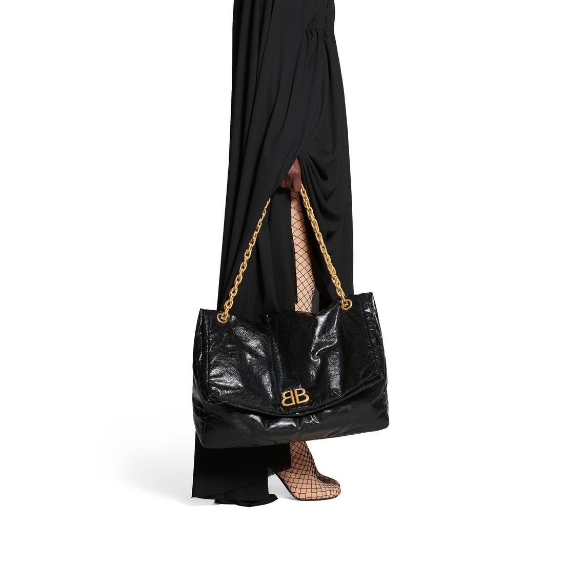 Women's Monaco Large Chain Bag in Black - 3