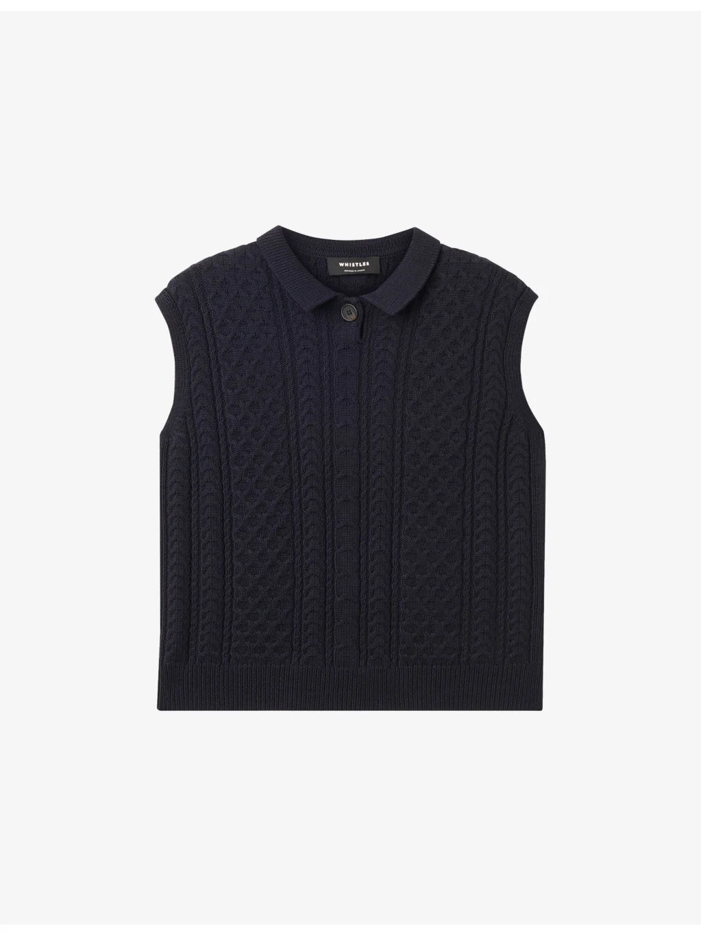Sleeveless Button-Neck Knitted Tank - 1