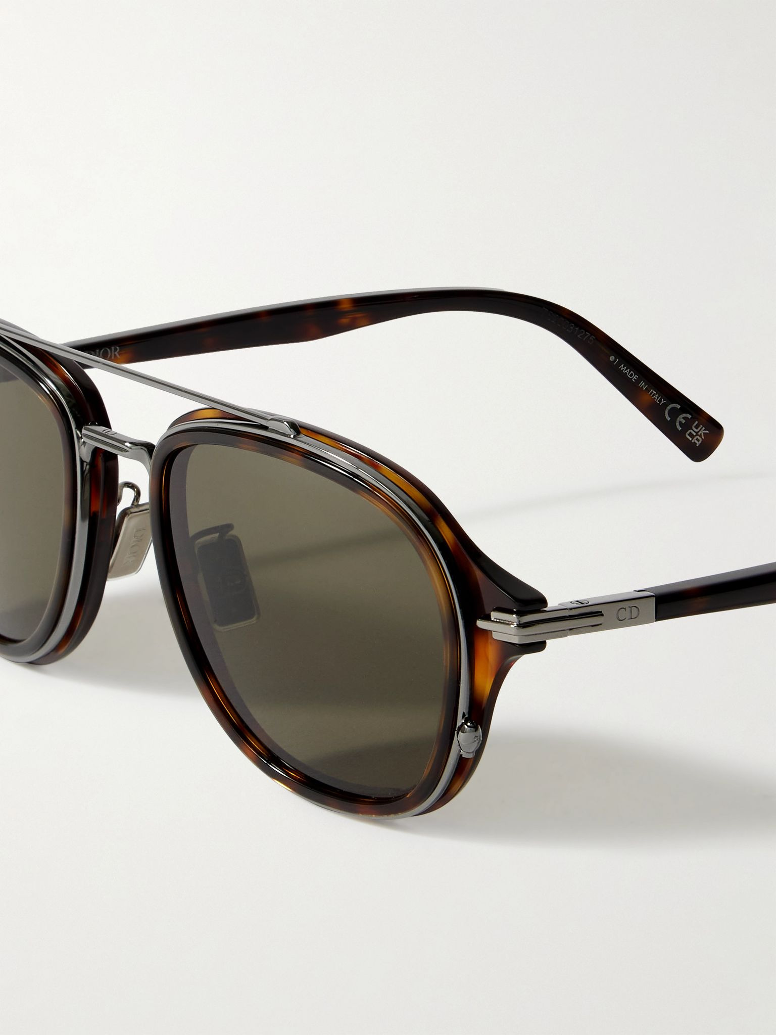DiorBlacksuit A4U Aviator-Style Tortoiseshell Acetate and Silver-Tone Sunglasses Tortoiseshell - 3