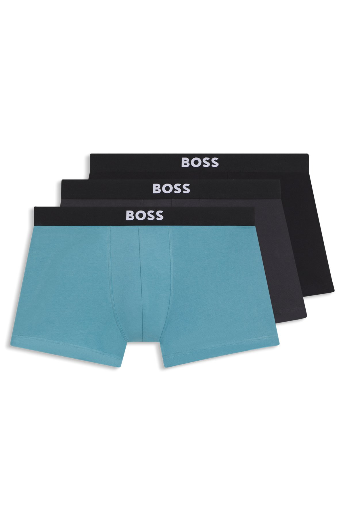 THREE-PACK OF STRETCH-COTTON TRUNKS WITH LOGO WAISTBANDS - 1