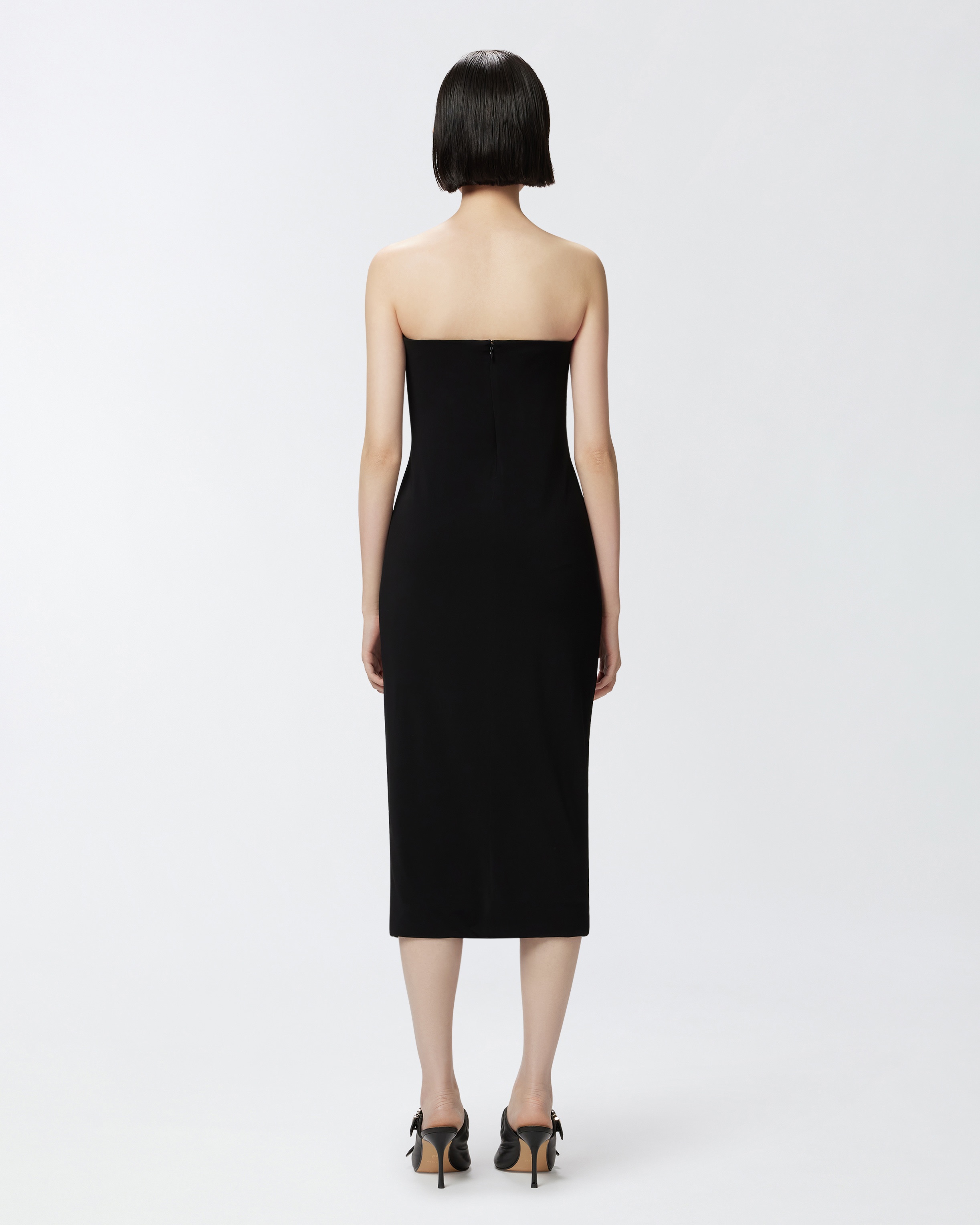 EVENING MIDI DRESS WITH CONTOURED NECKLINE - 4