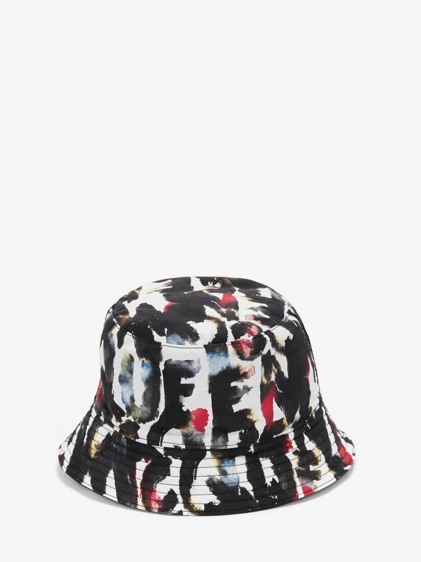 Men's Watercolour Graffiti Reversible Bucket Hat in Black/multicolour - 4