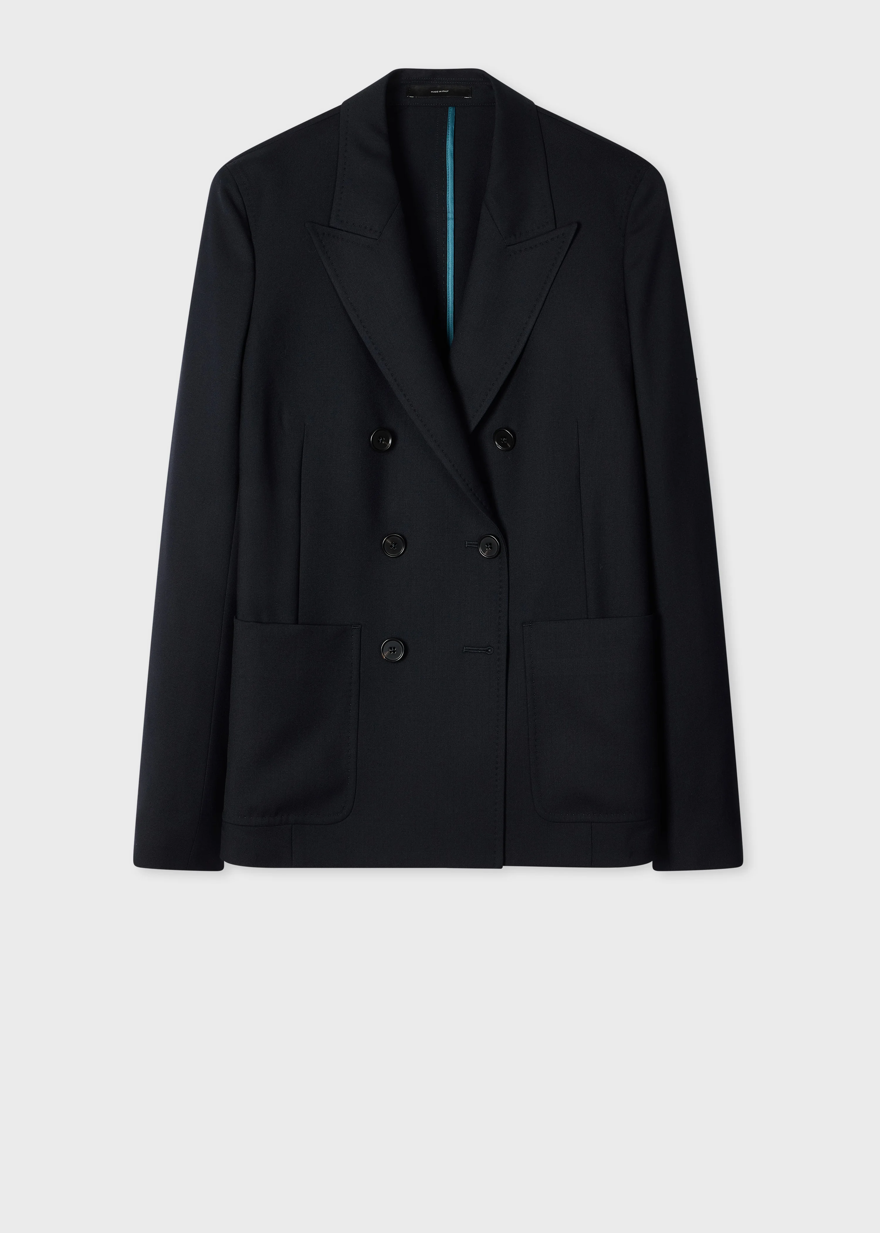 Women's A Suit To Travel In - Navy Unlined Double-Breasted Wool Blazer - 1