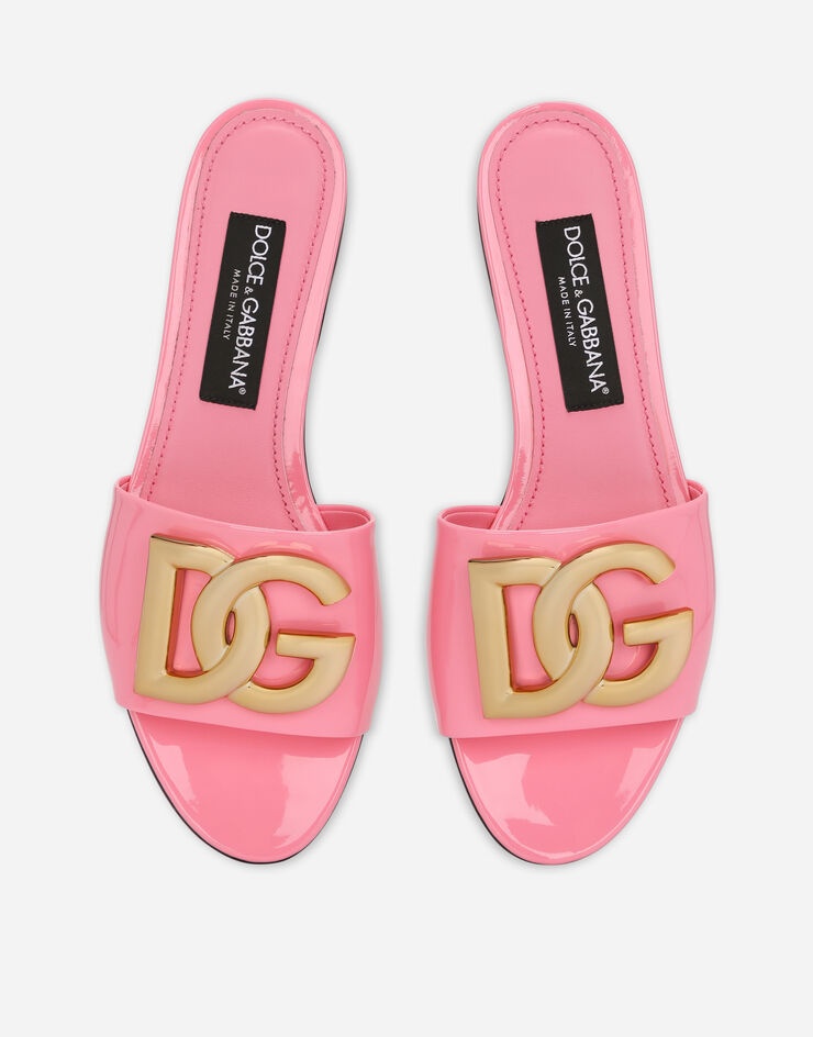 Patent leather sliders with DG logo - 4