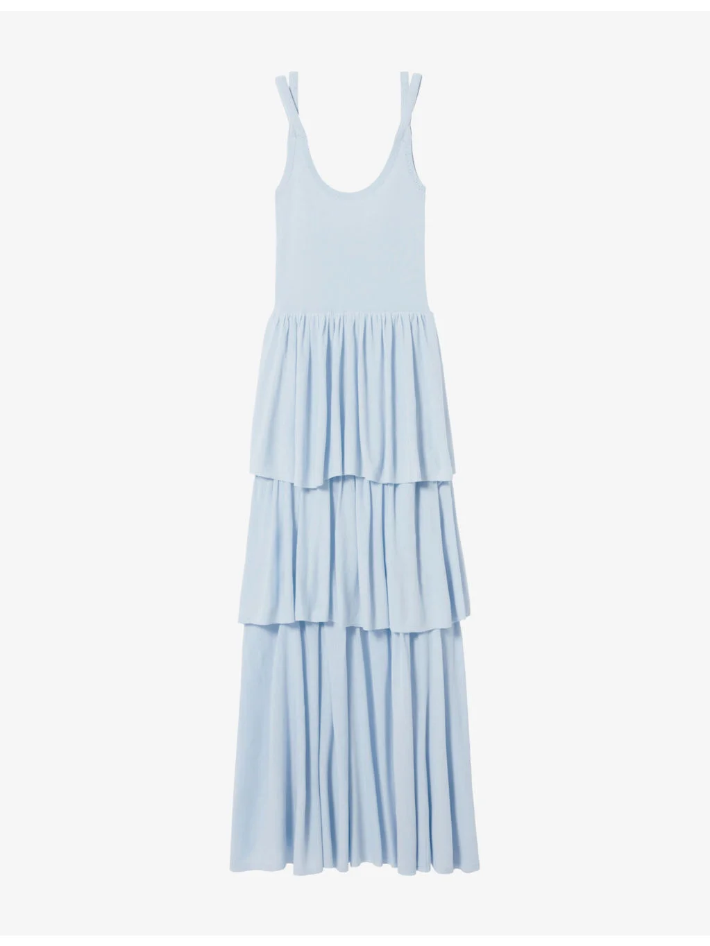 Scoop-Neck Ruffle-Skirt Knitted Maxi Dress - 1