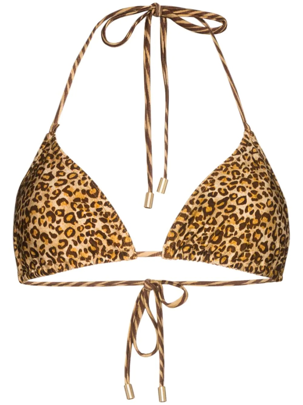 Empire leopard-print halterneck bikini top - 1