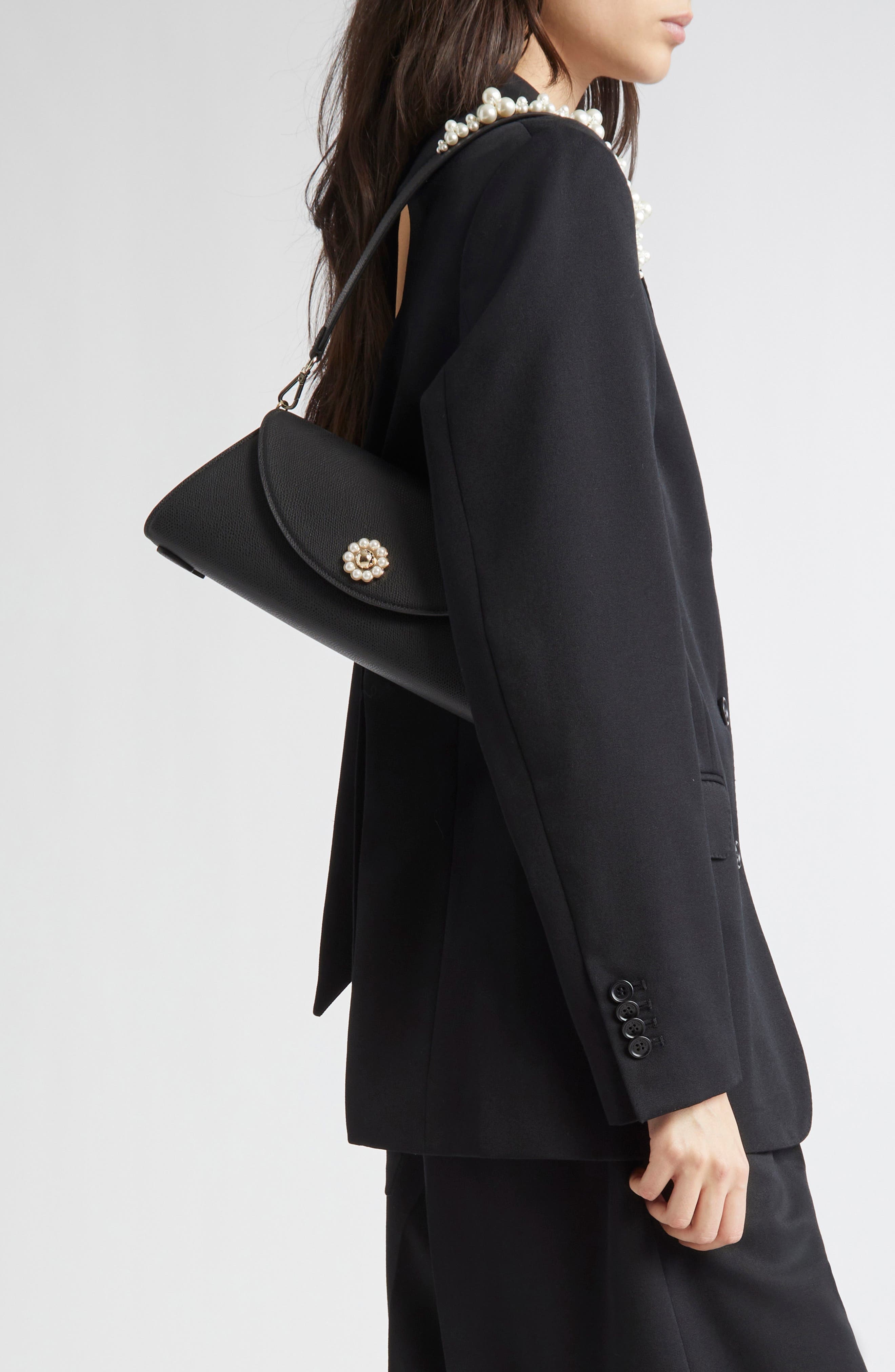 Simone Rocha Pochette Valentine Leather Shoulder Bag in Black/Pearl at Nordstrom - 2