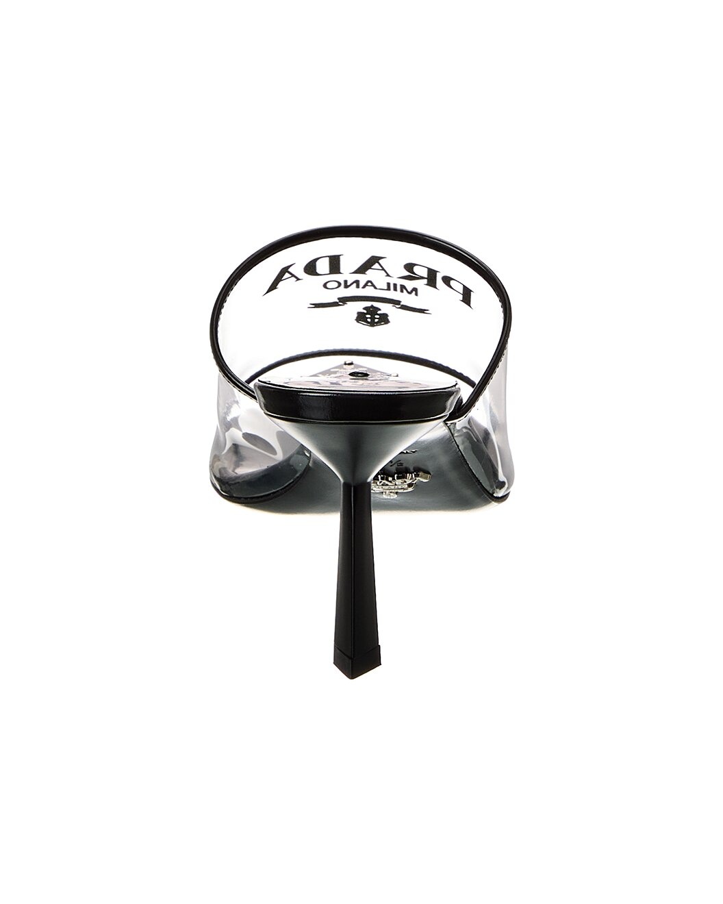 Prada Logo Vinyl & Leather Pointy-Toe Sandal - 3