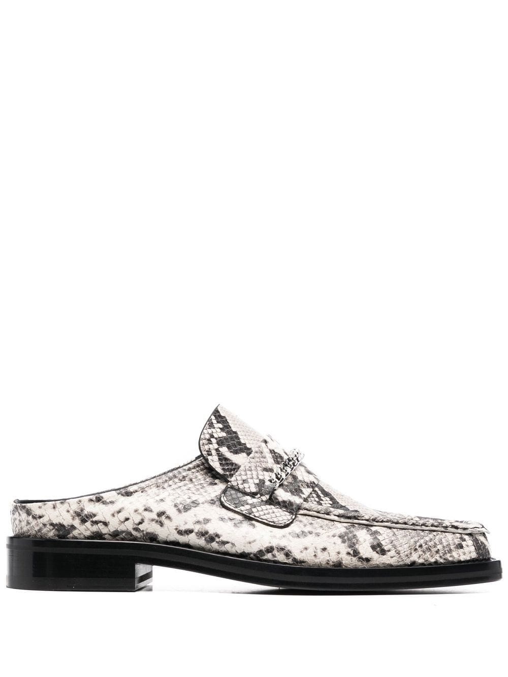 snake-print slip-on loafers - 1