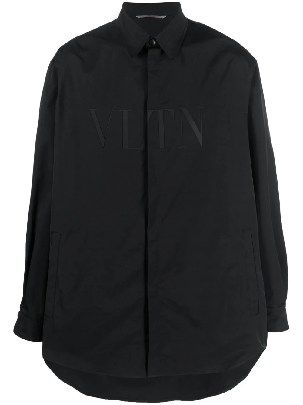 VLTN-patch concealed placket shirt - 1