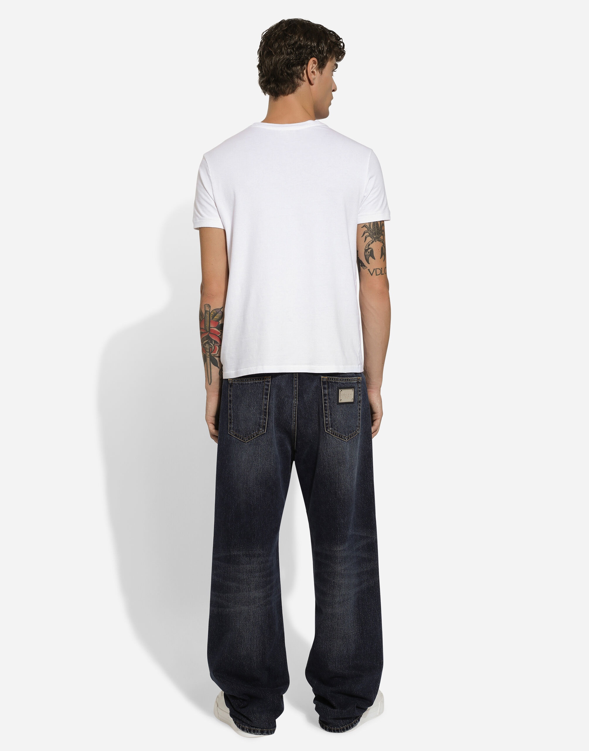 Oversize blue washed denim jeans - 3