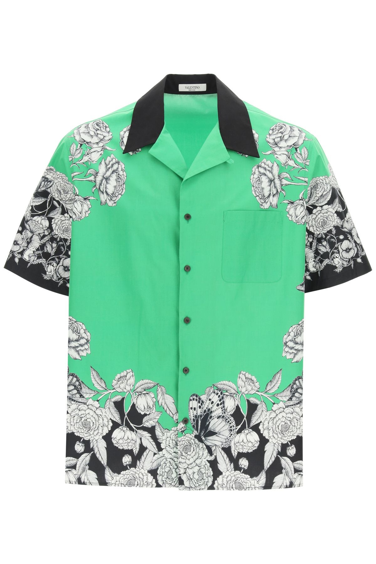 DARK BLOOMING PRINT SHORT-SLEEVED SHIRT - 1