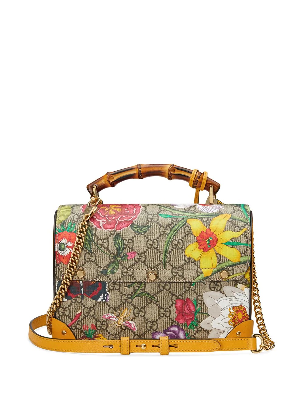 padlock detail Flora pattern shoulder bag - 3