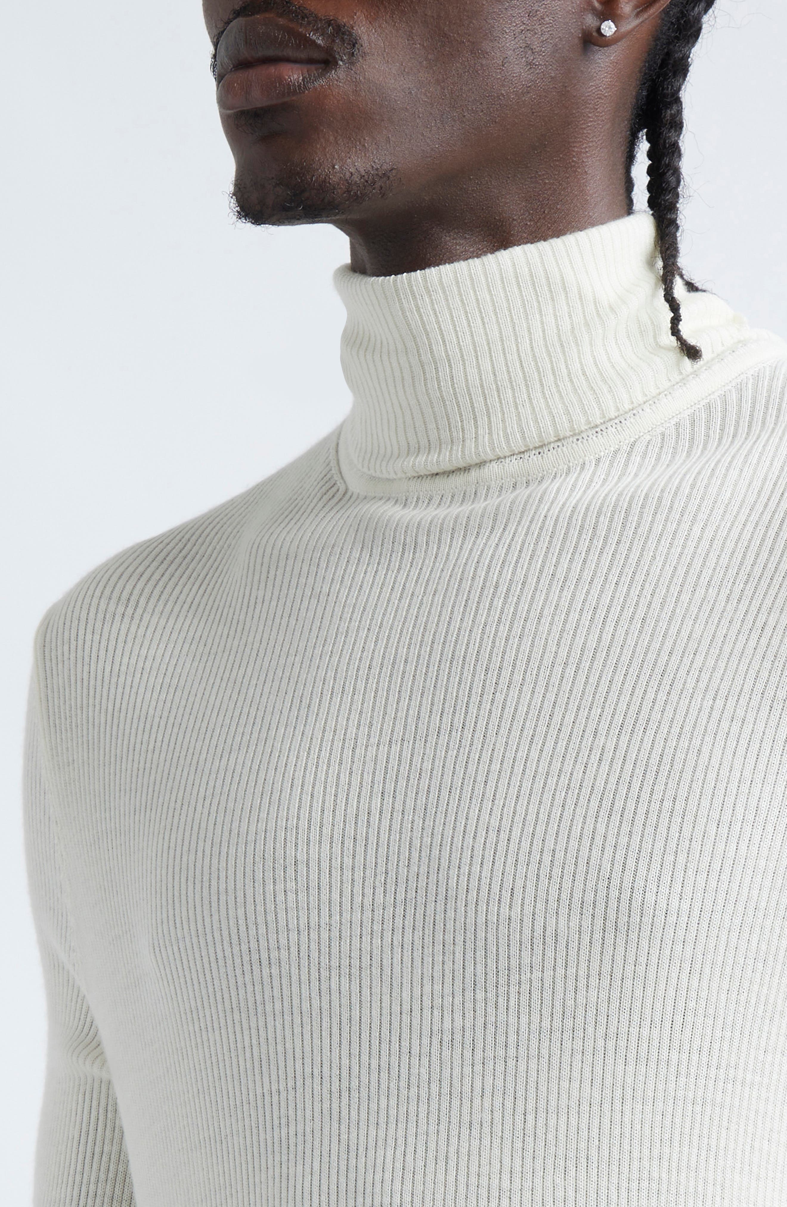 TOM FORD Wool, Silk & Cashmere Rib Turtleneck Sweater in Aw002 White at Nordstrom - 5