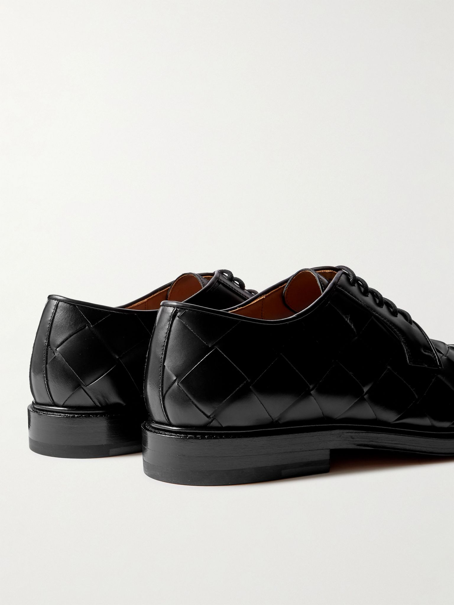 Intrecciato Leather Derby Shoes Black - 5