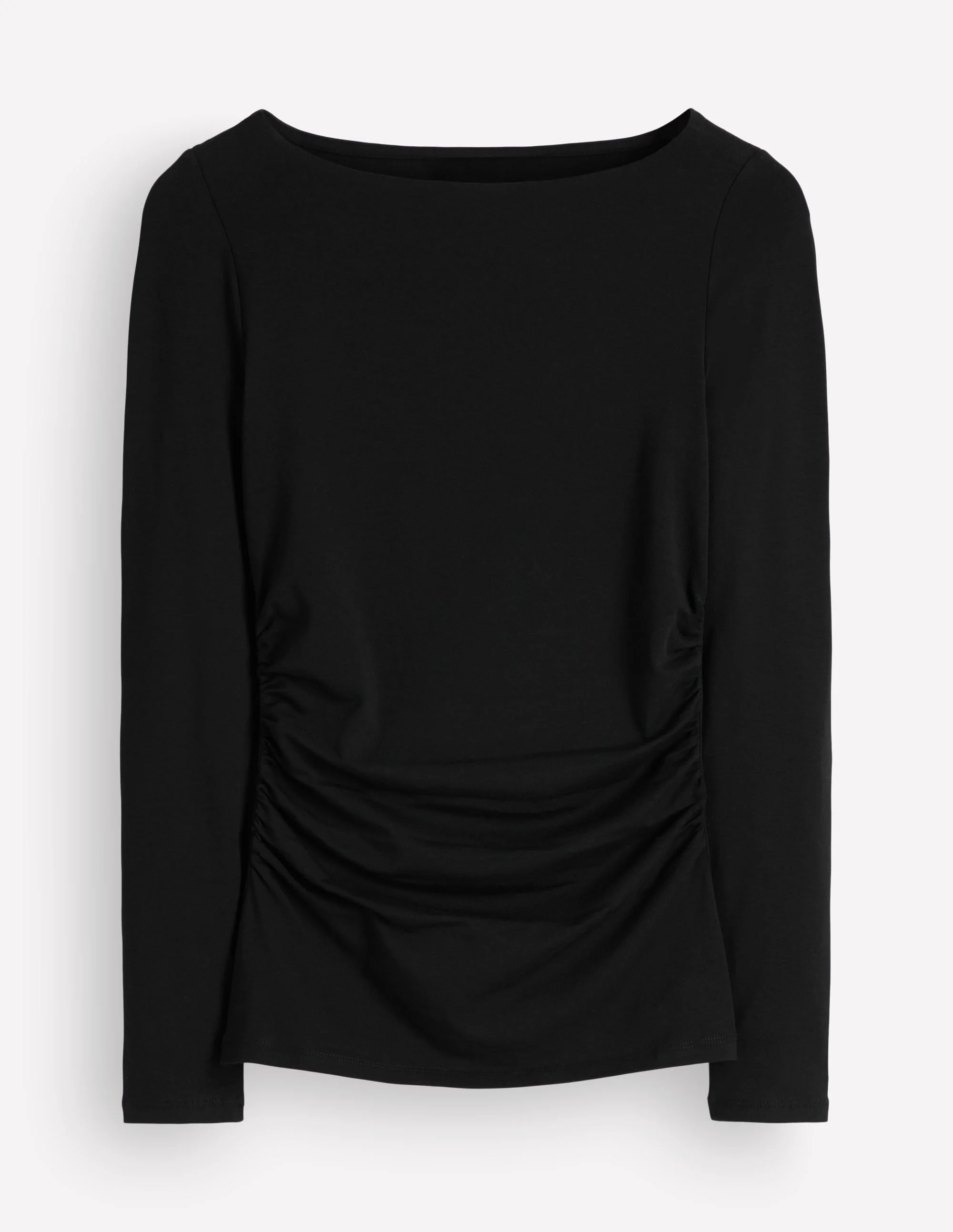 Gathered Detail Long sleeve-Black - 1