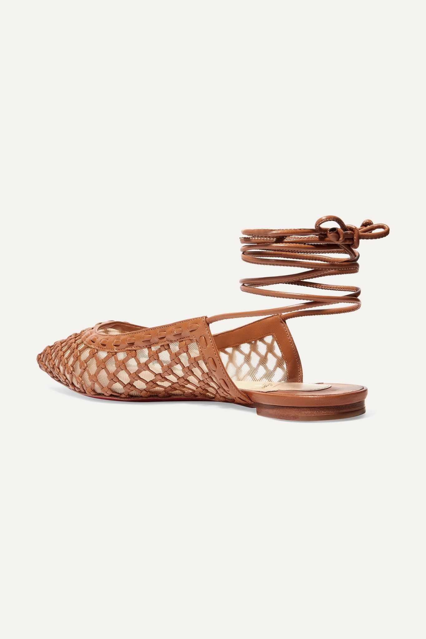 Cage and Curry mesh and woven leather point-toe flats - 4