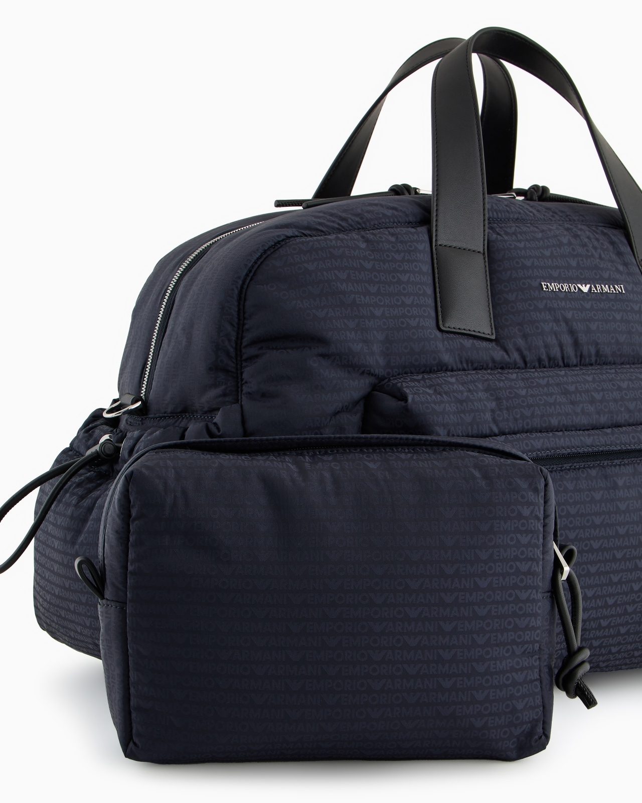 NYLON DUFFEL BAG WITH ALL-OVER JACQUARD LOGO LETTERING - 6