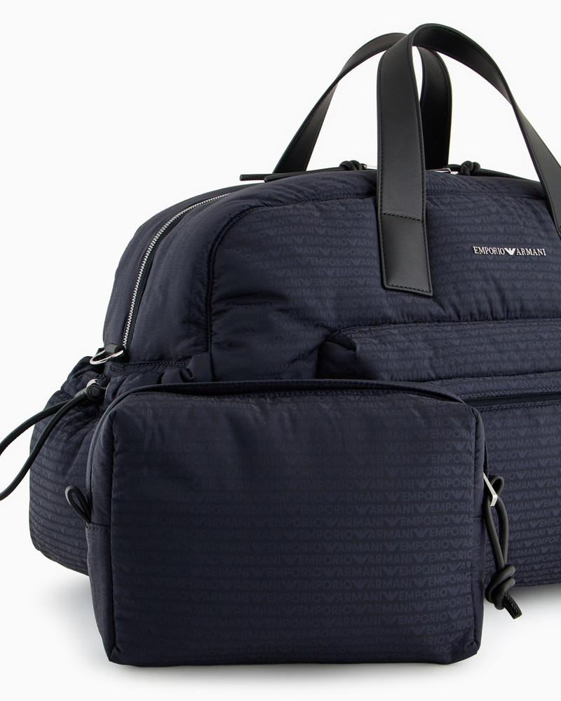 NYLON DUFFEL BAG WITH ALL-OVER JACQUARD LOGO LETTERING 6