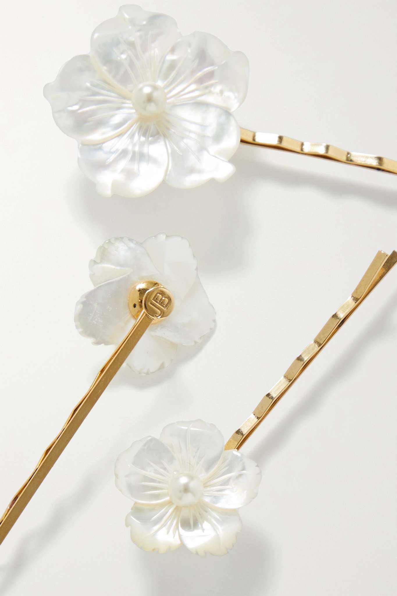 Zinnia set of five gold-tone mother-of-pearl hair slides - 2