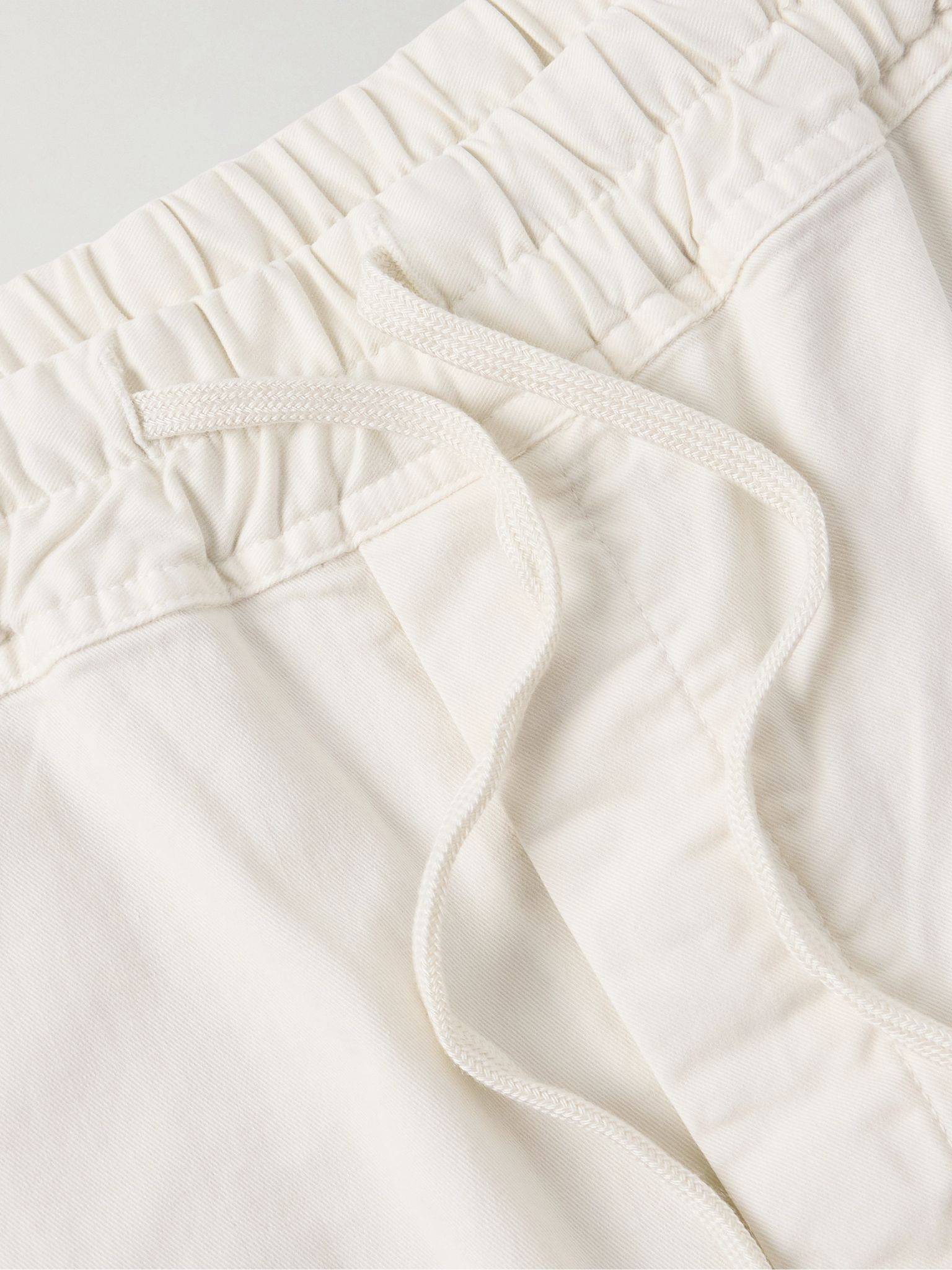 Walker Tapered Cropped Brushed Cotton-Blend Twill Drawstring Trousers Neutral - 6